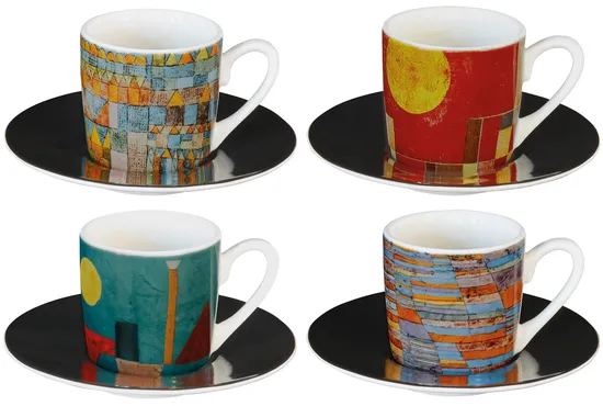 Espressotassen mit Künstlermotiven im 4er-Set - Paul Klee