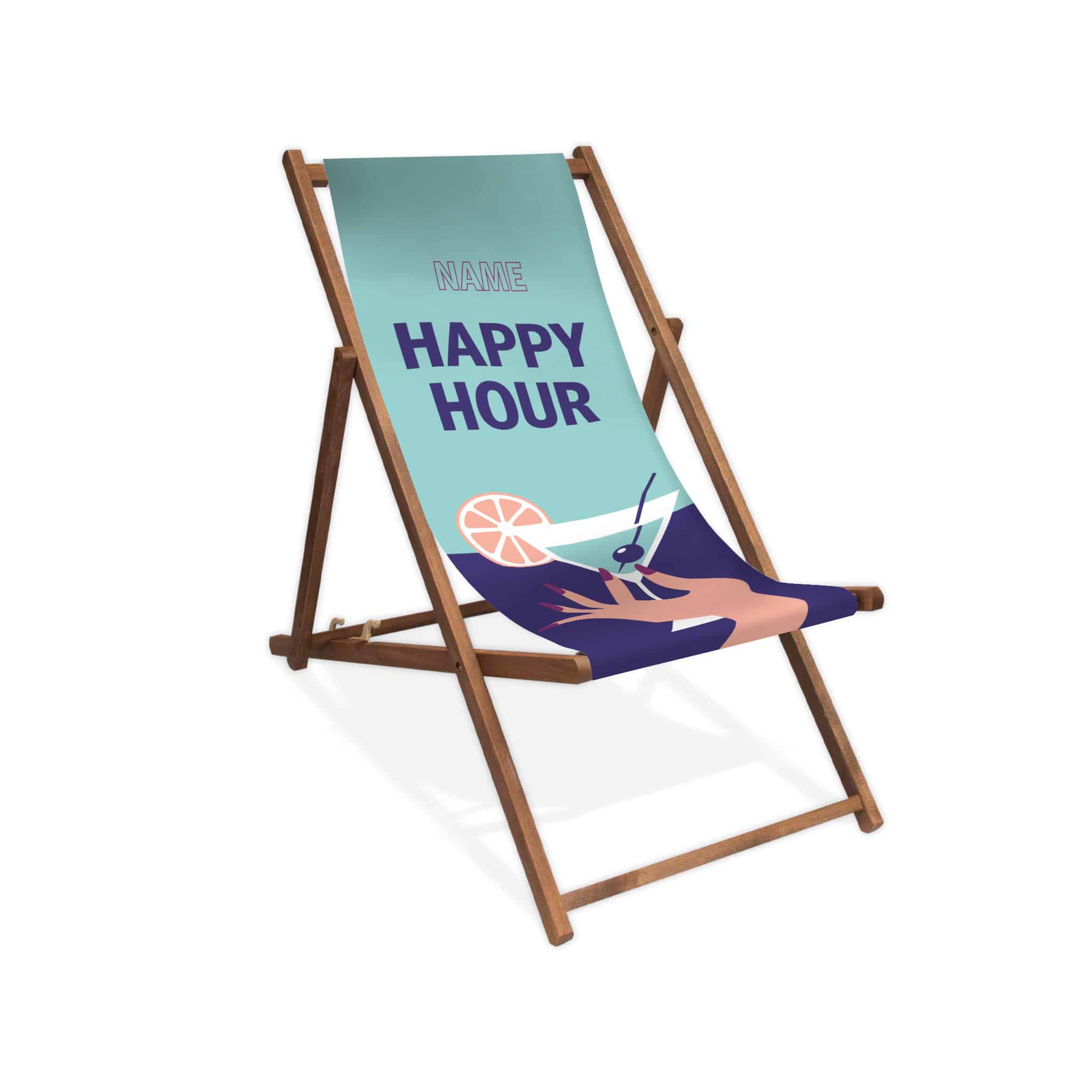 Liegestuhl - HAPPY HOUR - Personalisiert