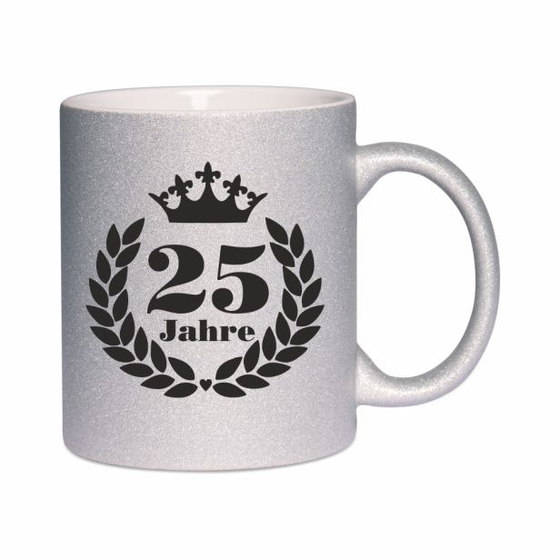 Silberne Tasse zur Silberhochzeit - personalisiert