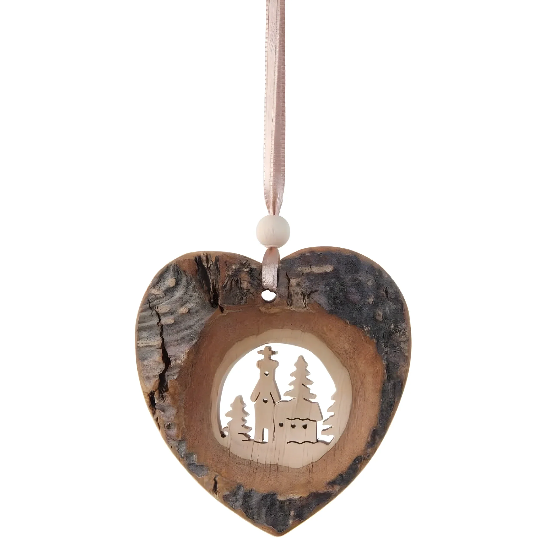Weihnachtsanhänger Herz aus Naturrinde