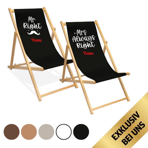 Liegestuhl-Set | personalisierbar – MR. RIGHT & MRS. RIGHT