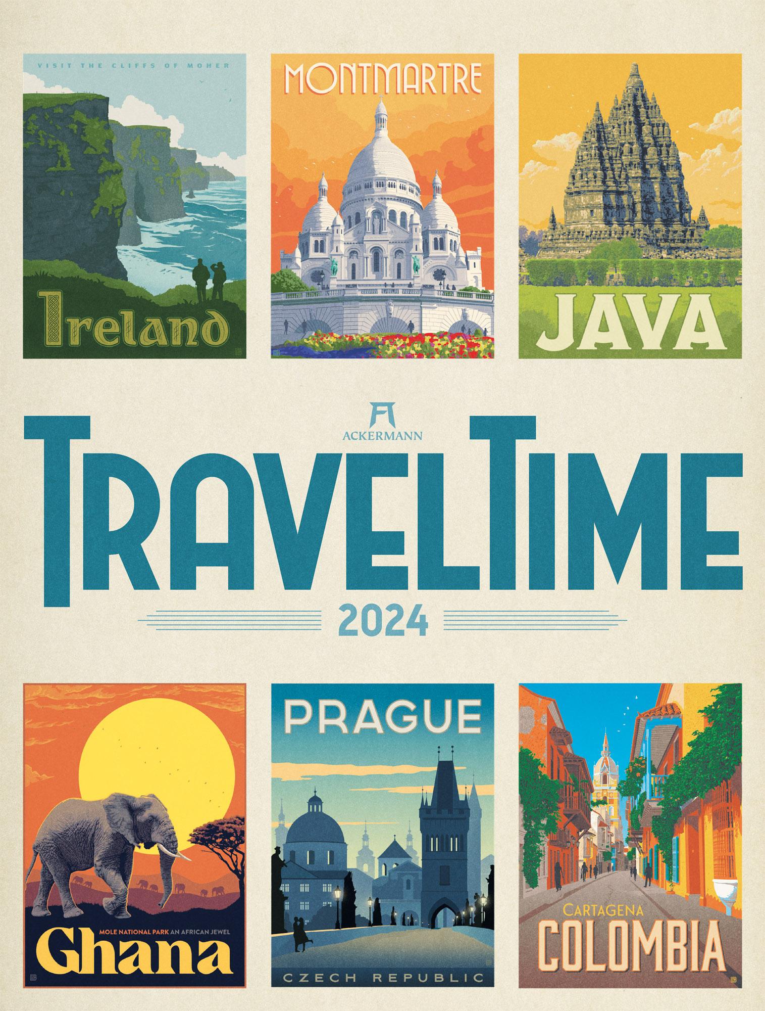 Travel Time - Reise-Plakate Kalender 2024 Maße (B/H): 50 x 66 cm, Wandkalender, Dt/engl/frz/span