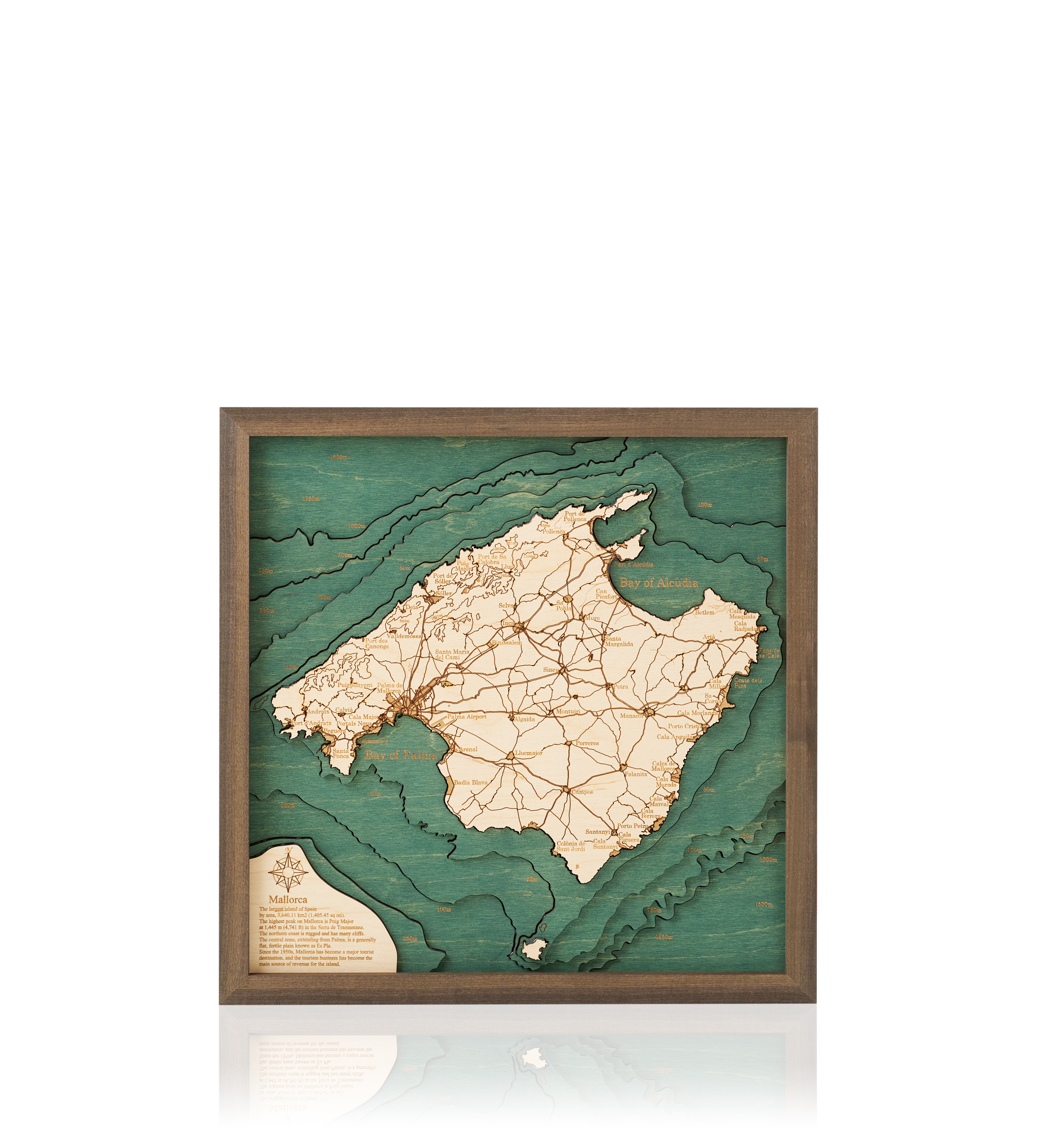 Mallorca 3-D Holz Wandkarte